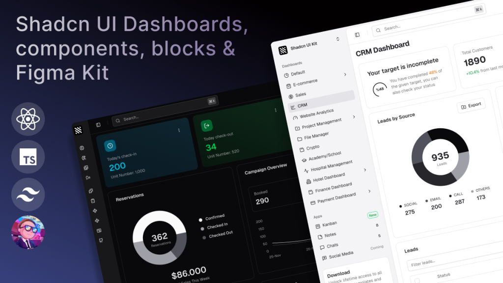 Kit de composants UI — Dashboard (React + Tailwind)